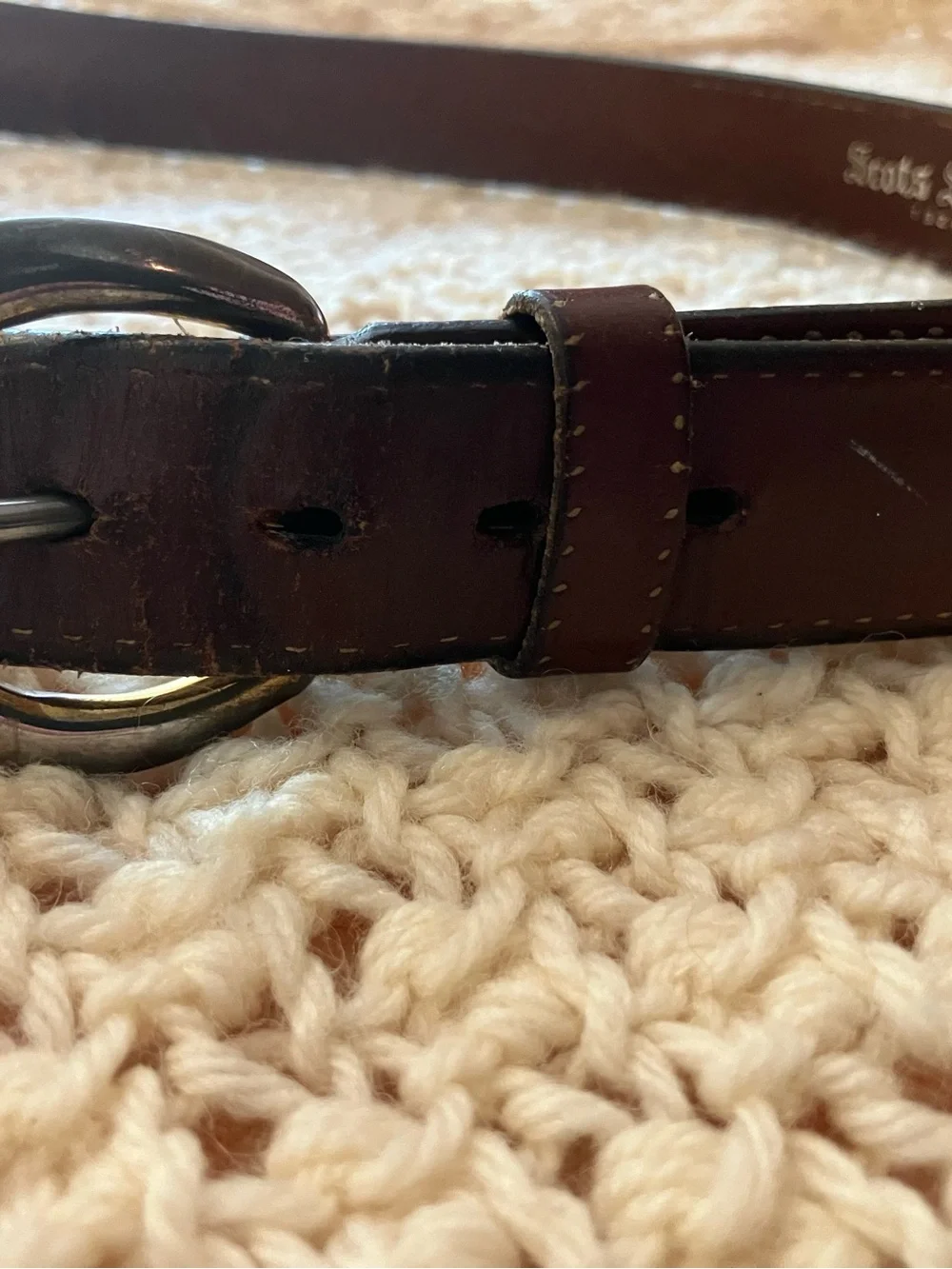 Leather 36” belt Scott’s Saddle with silver tone buckle